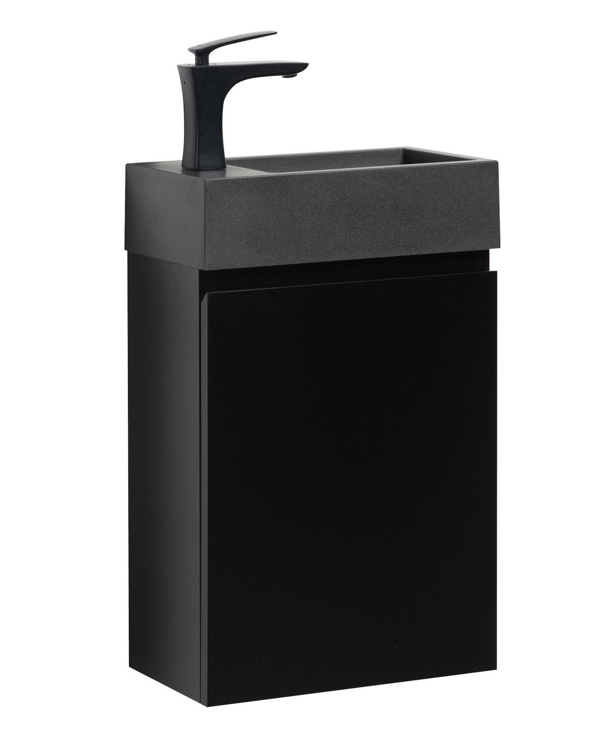 GÄSTE-WC-MÖBELSET Angela 2 Teile Schwarz Matt - Schwarze Waschbecken - 40 x 22 x 64 cm - Schwarz, Holz (40/52/22cm) - Badplaats