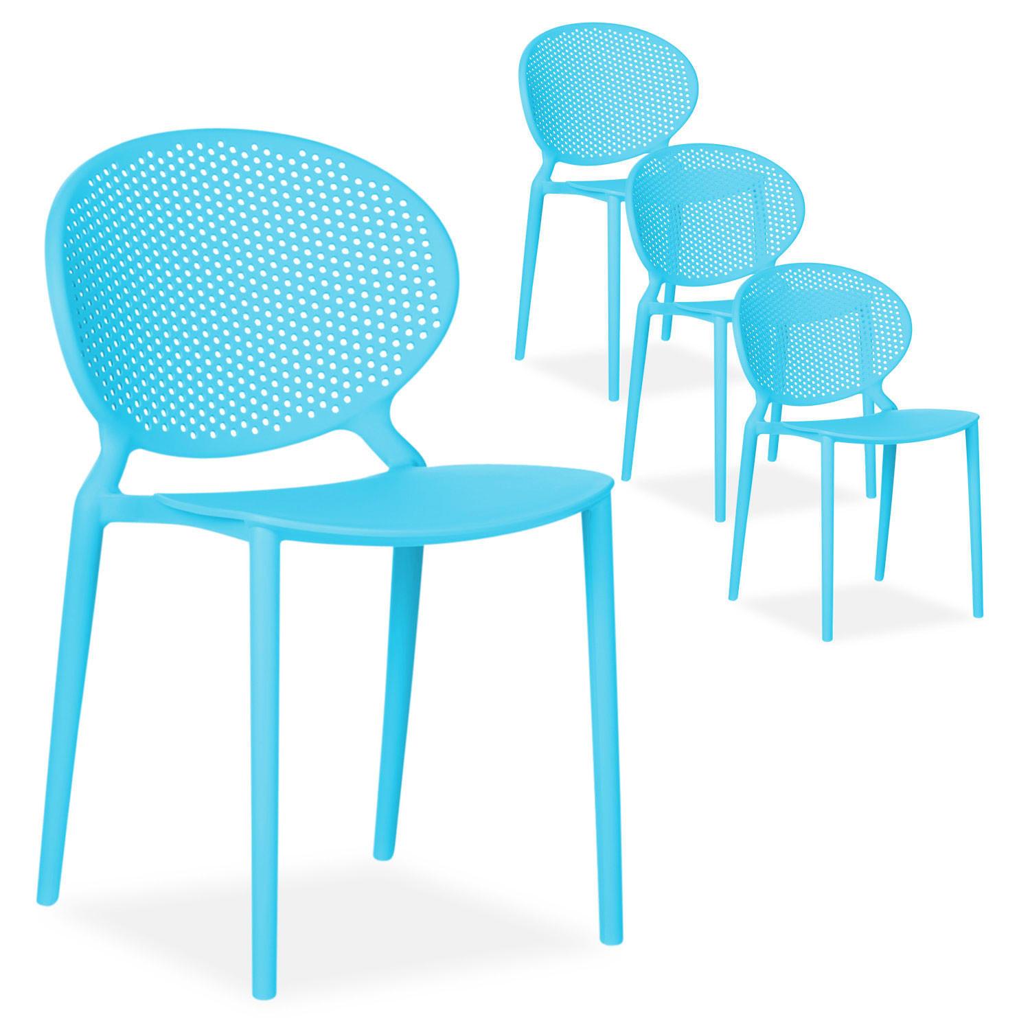 GARTENSTUHL 4er-Set Kunststoff Blau - Blau, Kunststoff (41/77/48cm) - Homestyle4u