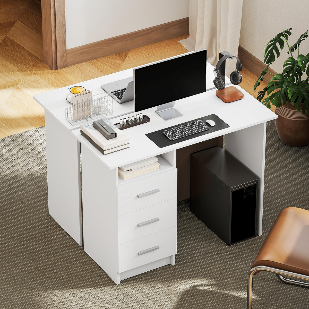 BÜROTISCH Weiß 1 Stück - Weiß, Holzwerkstoff (40/100/75cm) - GiPP