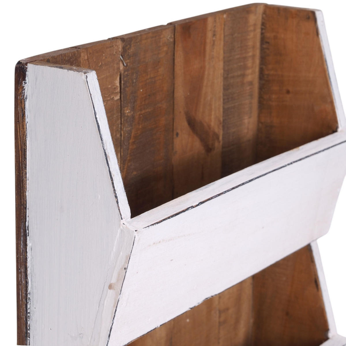 ZEITUNGS-WANDREGAL NEWS 60 Mahagoni Massivholz, 3 Fächer 06 weiß-landhaus - Weiß, Holz (38/60/11cm) - DESIGN DELIGHTS