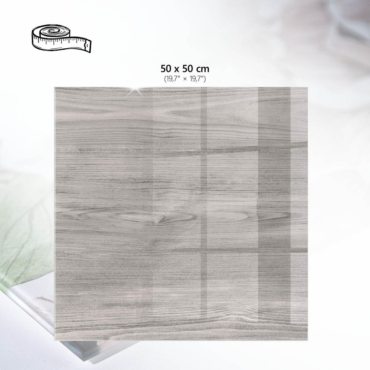 TISCHPLATTE 50x50 cm – Gedämpftes Holz - Braun, Glas (50/50/0.4cm) - Wallfluent