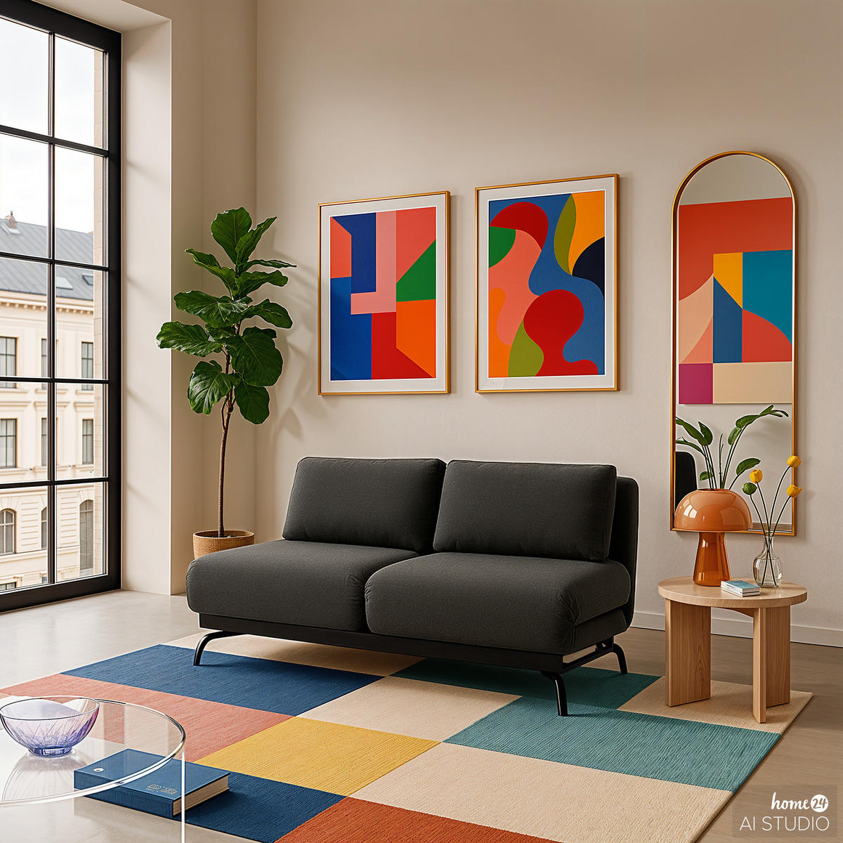 SCHLAFSOFA mit Relaxfunktion - Webstoff - Anthrazit/Schwarz, Textil/Metall (184/78/85cm) - home24