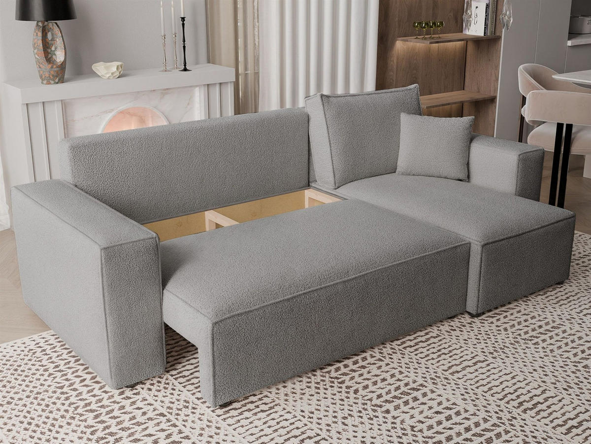 ECKSOFA Adara Mit Schlaffunktion - Grau, Holzwerkstoff/Textil (145/244cm) - Fun Möbel