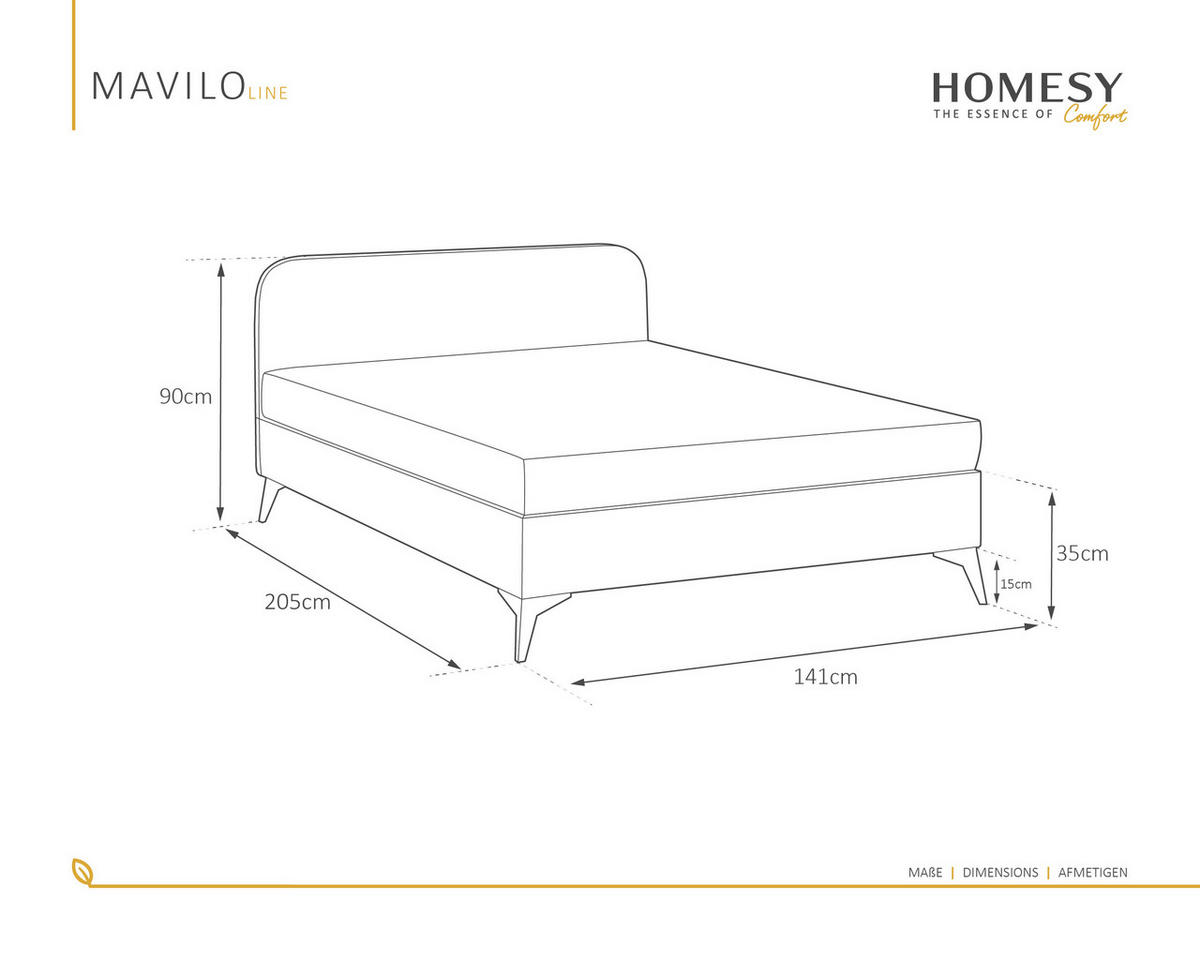 POLSTERBETT Mavilo 140 x 200 cm mit Bettkasten und Lattenrost ohne matratze - hellgrau - Hellgrau, Holz (140/200cm) - Homesy
