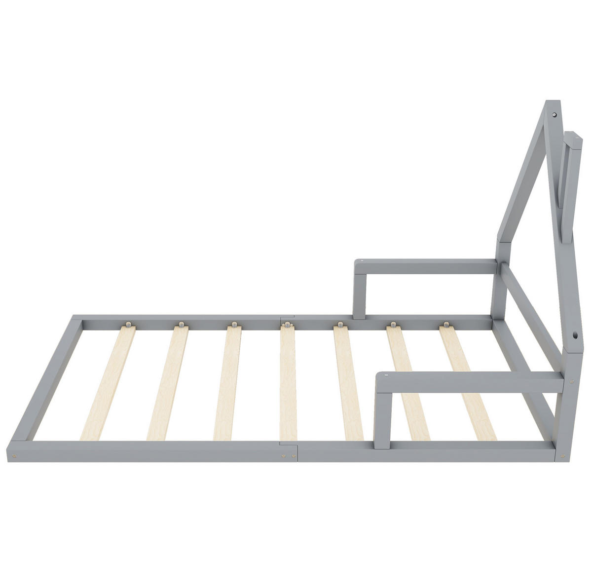 KINDERBETT Kindereinzelbetten 90/200 cm in Hausform aus Kiefer und MDF, pflegeleicht und stabil, Grau - Grau, Holzwerkstoff (90/200cm) - Redom