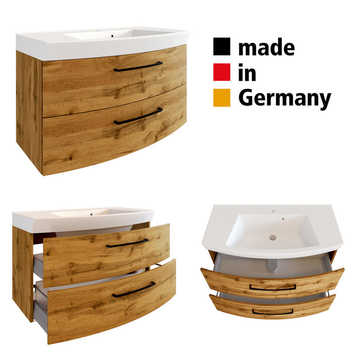 BADMÖBEL-SET 5-TLG. Morisson-03 - Braun, Holzwerkstoff (220/200/50cm) - Lomado