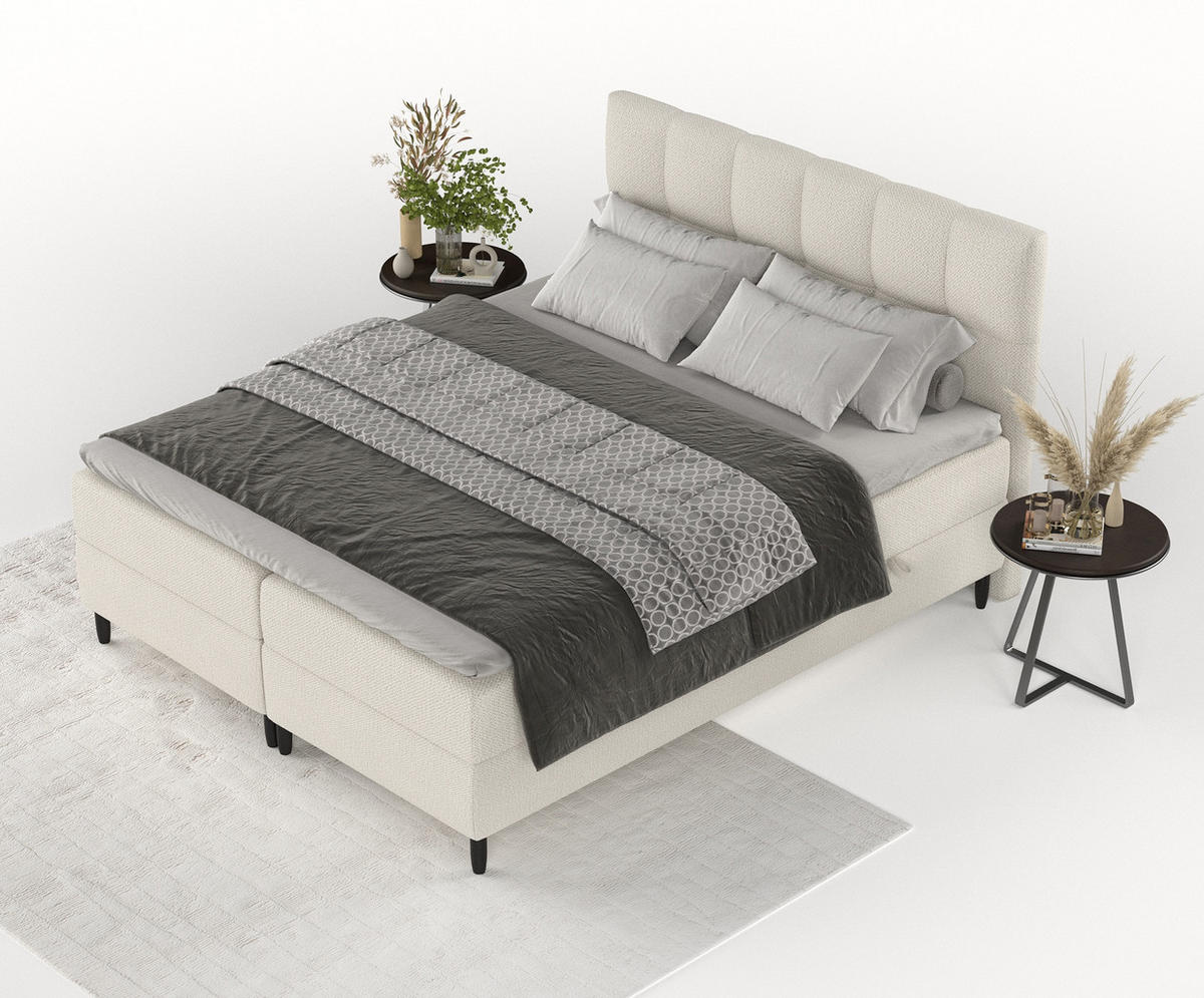BOXBETT Arlette Beige 160/200 cm - Beige/Schwarz, Holz/Holzwerkstoff (160/200cm) - Maison de Reve