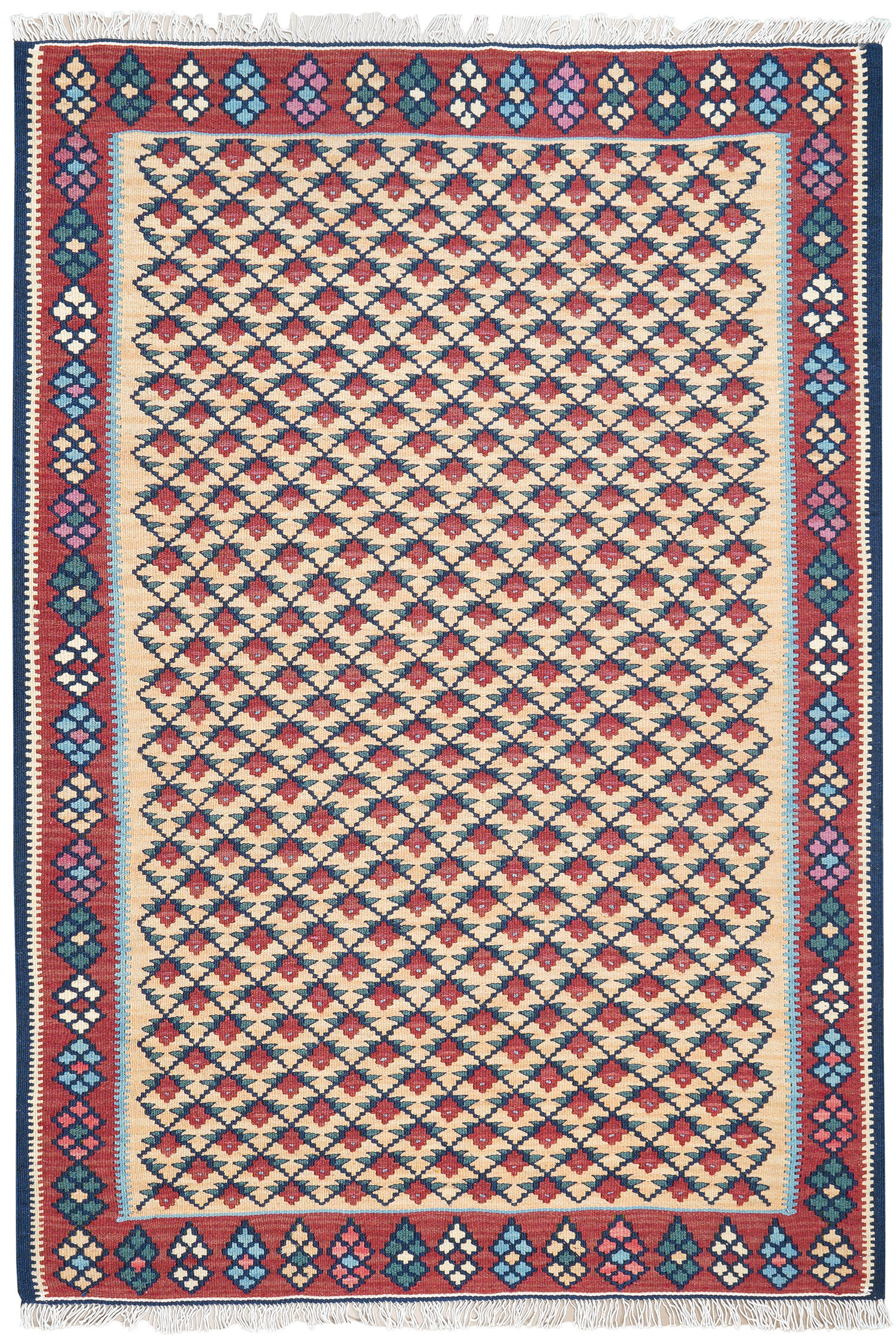 HANDWEBTEPPICH Kelim Senneh Mehrfarbig 146/100 cm Schurwolle - Multicolor, Textil (100/146cm) - Looma