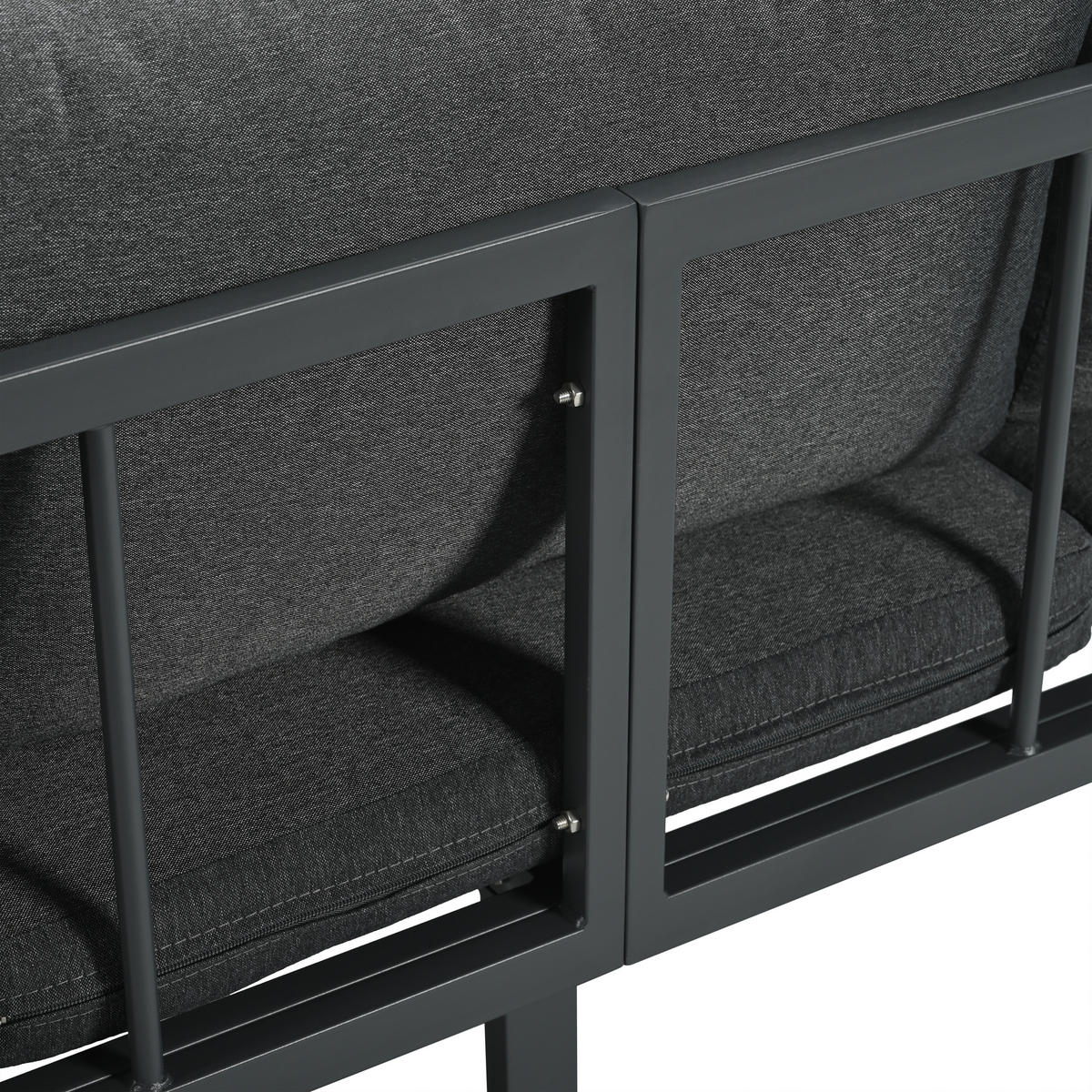 GARTENSET 182x63x62cm grau aus Stahl und Glas, wasserdicht - Grau, Textil - Modfu