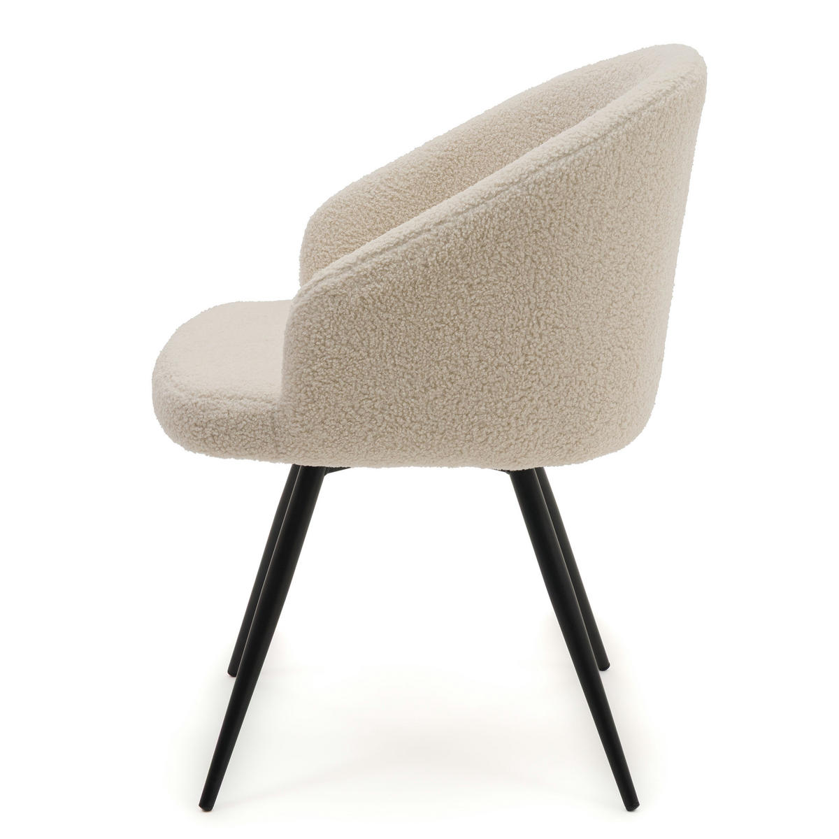 STUHL MODENA drehbar gepolsterter mit Steppung - ecru - Boucle Teddy - Ecru/Schwarz, Textil/Metall (57/80/59cm) - NEW HOME