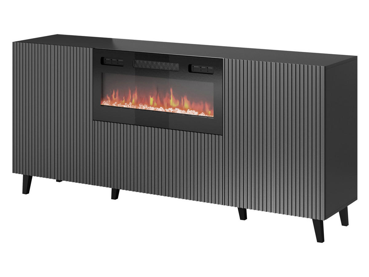 KOMMODE Vamos Grey 180 mit Kamin - Anthrazit/Schwarz, Holzwerkstoff/Kunststoff (181/83/42cm) - MIRJAN24