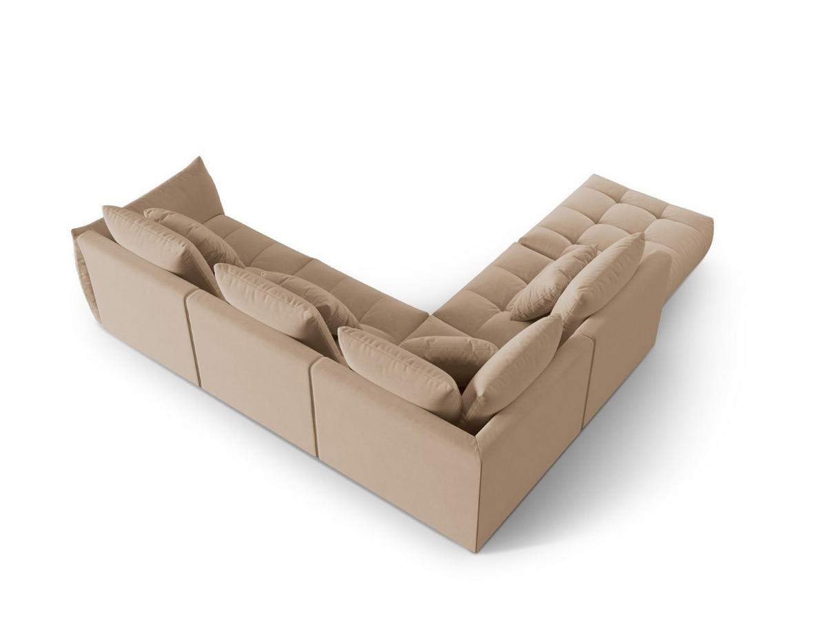 ECKSOFA modular links Bloom aus Samt sandfarben 4 Sitzplätze - Sandfarben, Textil (310/316cm) - Micadoni