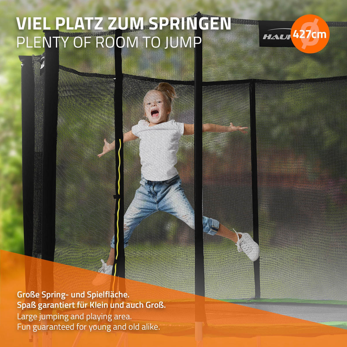 TRAMPOLIN 427 cm grün - Grün, Metall (427/260/427cm) - Hauki