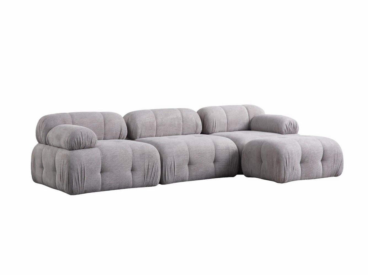 ECKSOFA inklusive Hocker - Hellgrau/Schwarz, Holz/Kunststoff (290/160cm) - myHomelando
