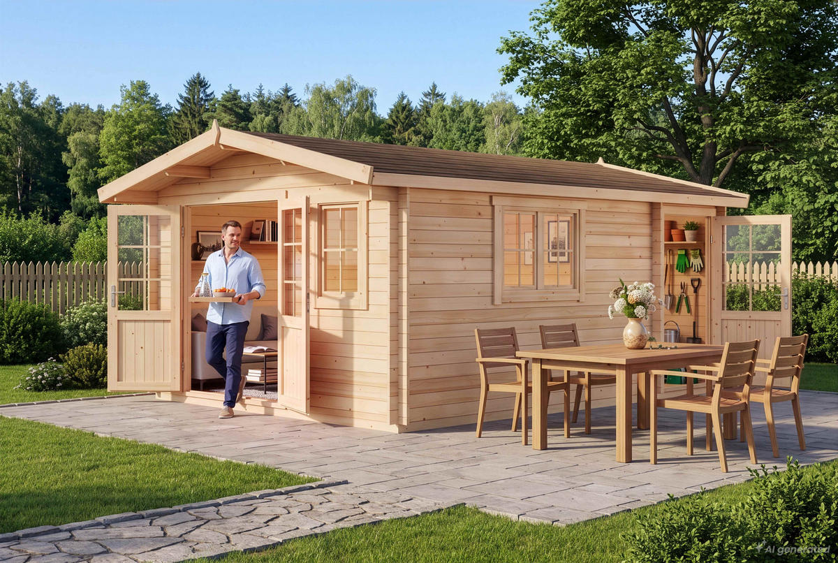 GARTENHAUS Holz Jennifer - Naturfarben, Holz (400/245/550cm) - Alpholz