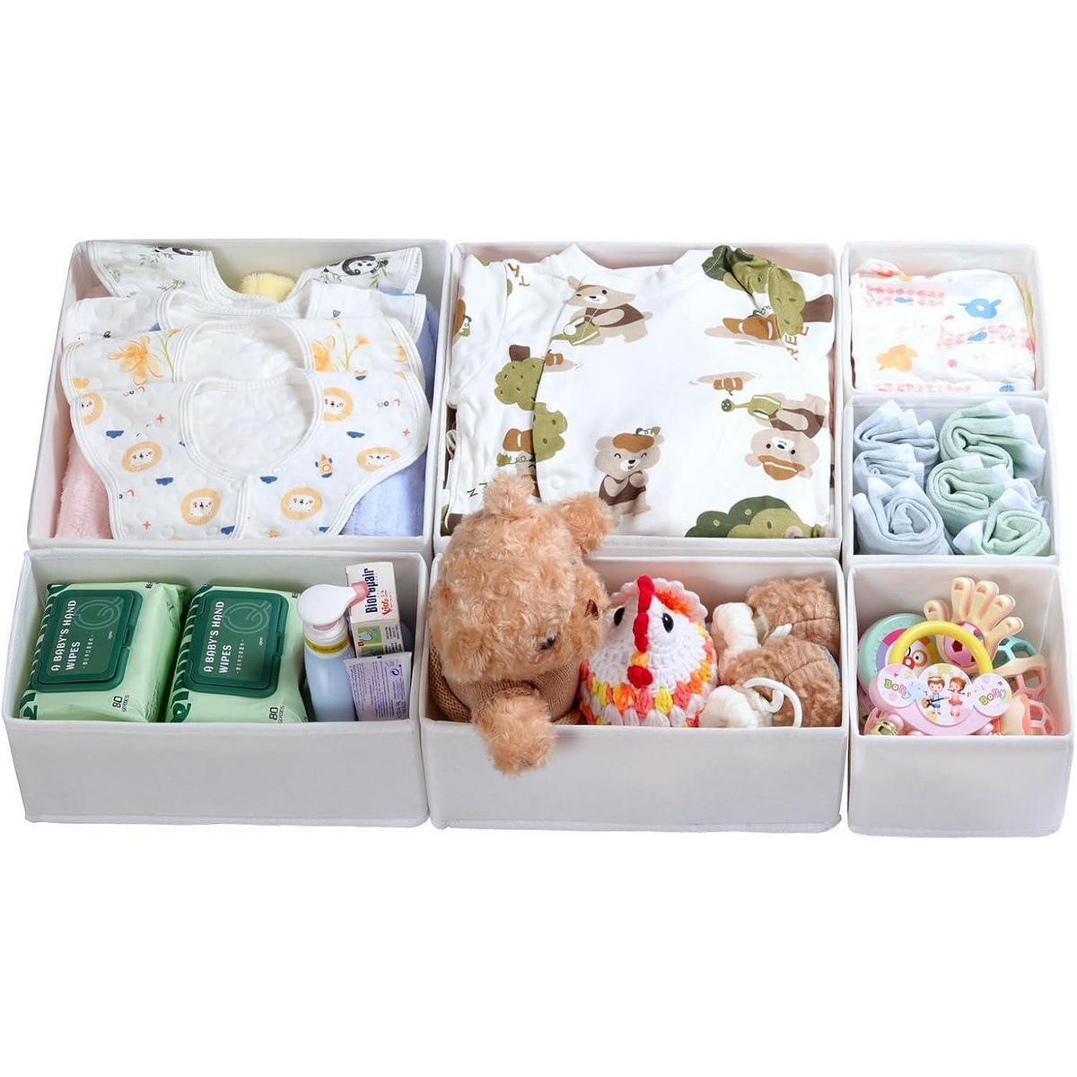 SCHUBLADEN Organizer 7er Set Weiß - Weiß, Textil (28/12/28cm)