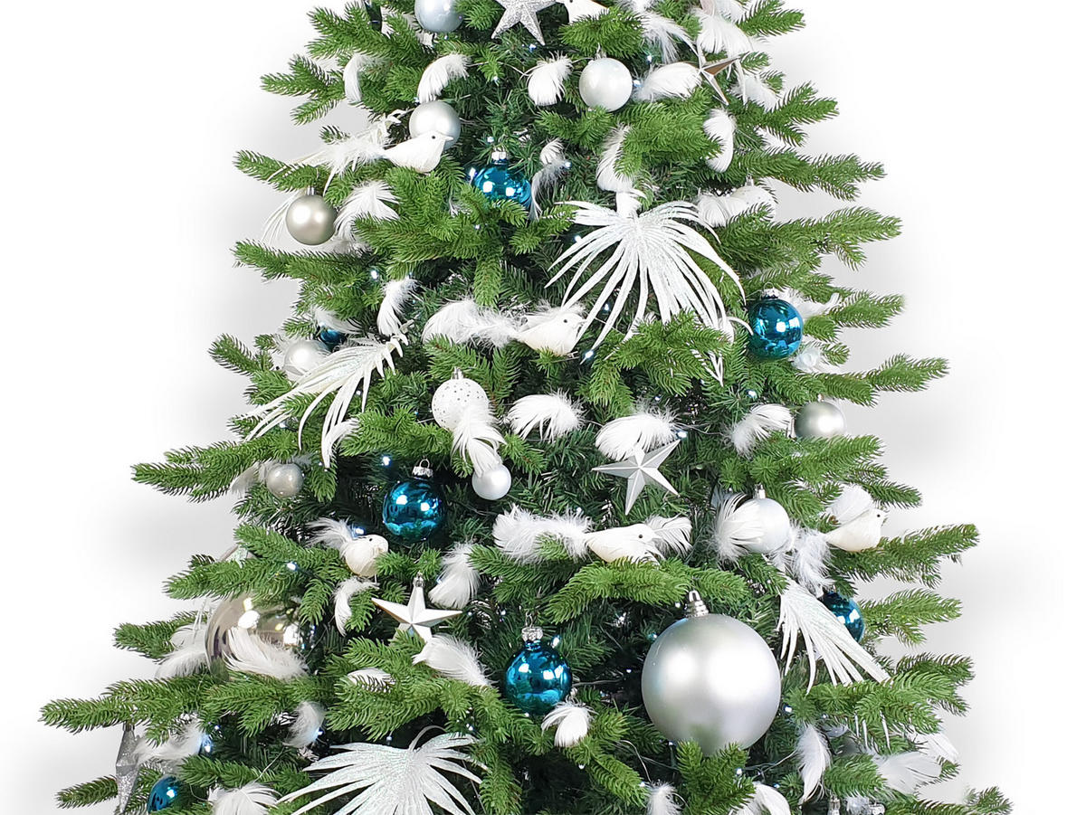 LAALU CHRISTBAUMKUGEL-SET 215 Stück im Karton POLAR BLUE für Weihnachtsbäume 300-600 cm - Blau/Silberfarben, Glas/Kunststoff (60/50/80cm) - LAALU