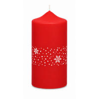 ADVENTSKERZEN Nevis in Samtlook Rot 12 x 6 cm, 4er Set - Rot, Paraffin (6/12/12cm) - Kopschitz Kerzen