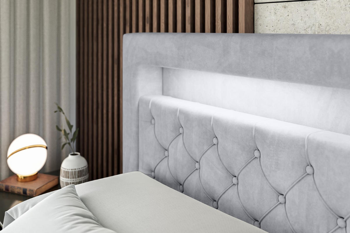 BOXBETT AURORA - 160x200 - H3 - Hellgrau - Hellgrau, Holzwerkstoff (160/200cm) - ALTDECOR