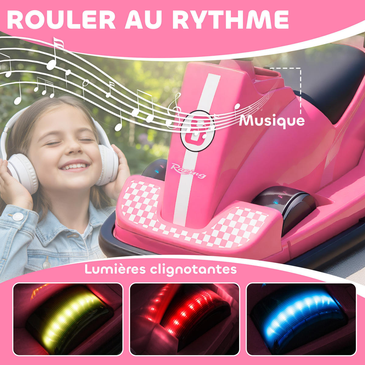 KINDER-AUTOSCOOTER DE-13163 360° Drehung Rosa - Pink, Metall (74/53/48cm) - ComfortXL