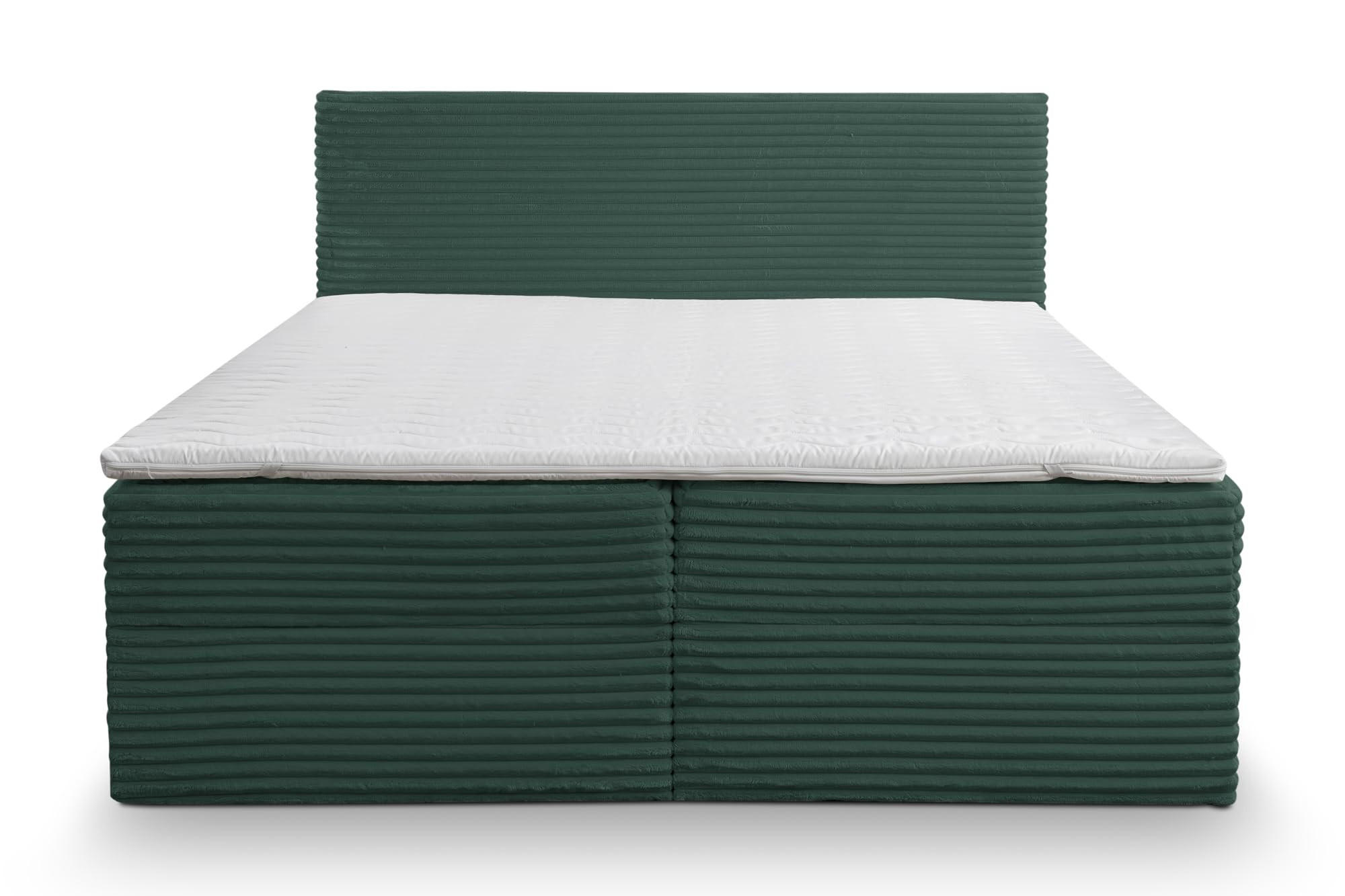 BOXBETT TILLY mit zwei Bettkästen H2/H3 Matratze und Topper 160 x 200 cm - Grün, Holzwerkstoff (160/200cm) - VENASI MÖBEL
