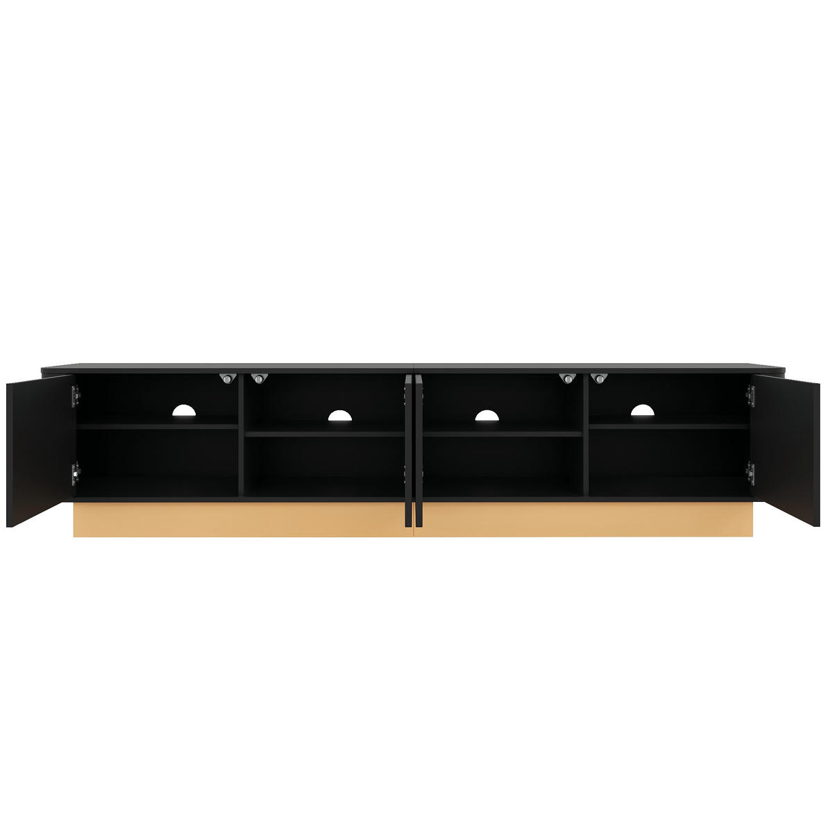 TV-LOWBOARD Luxus-Rillen-Design & abgerundete Ecken - Schwarz, Holzwerkstoff (200/47.5/40cm) - Urban Meuble