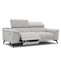 RELAXSOFA FIERO 3-Sitzer mit 1 Relaxfunktion, hellgrau - Hellgrau/Schwarz, Holzwerkstoff/Textil (212/82/103cm) - Courtois Laville