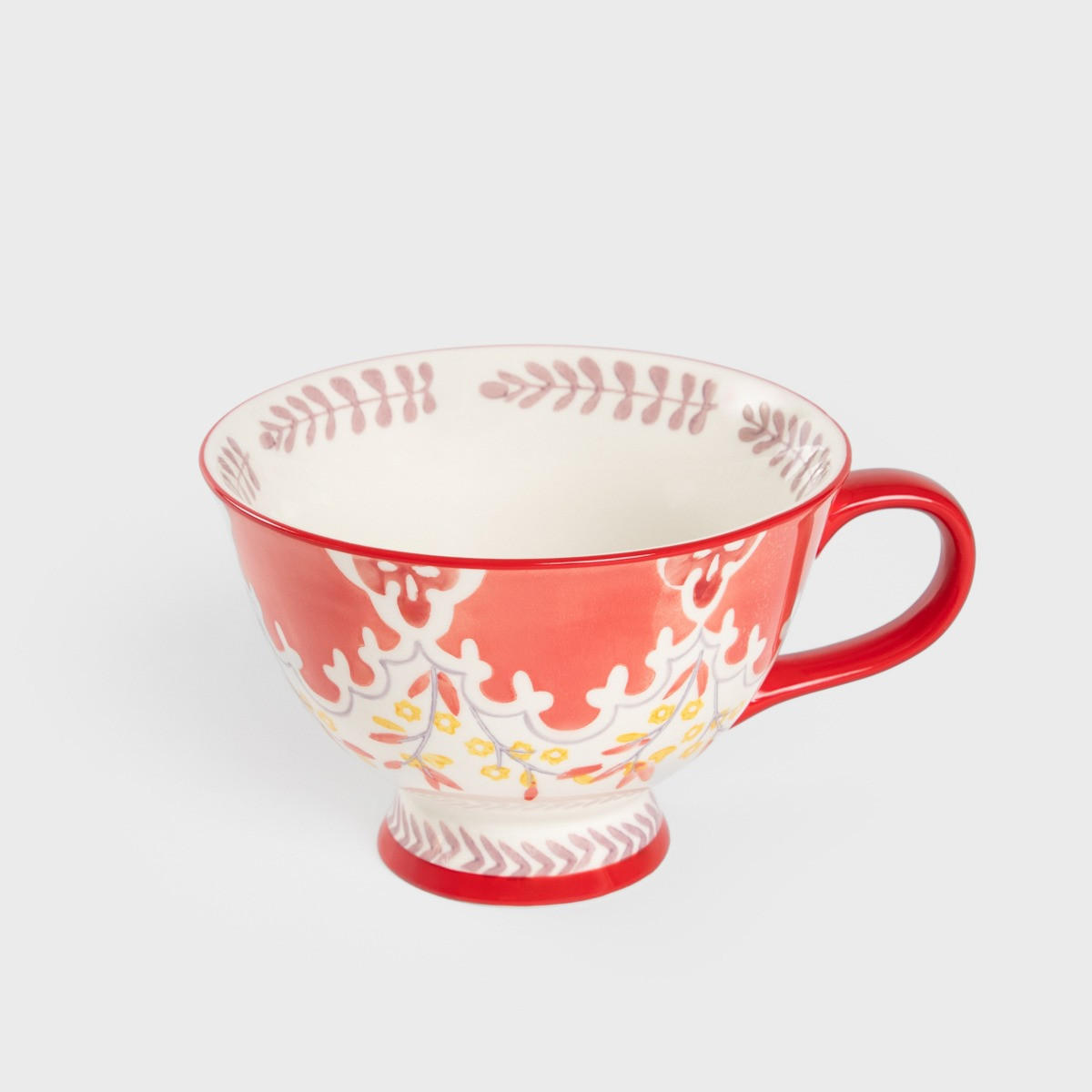 BECHER Shilla mit rot Henkel 0,4 l - Rot, Keramik (0.4L) - Homla