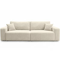 SOFA Mit Schlaffunktion Und Bettkasten, Cordstoff Tilia, Ecru, BEST SCORNER - Ecru, Holz (245/83/90cm) - Kaiser Möbel