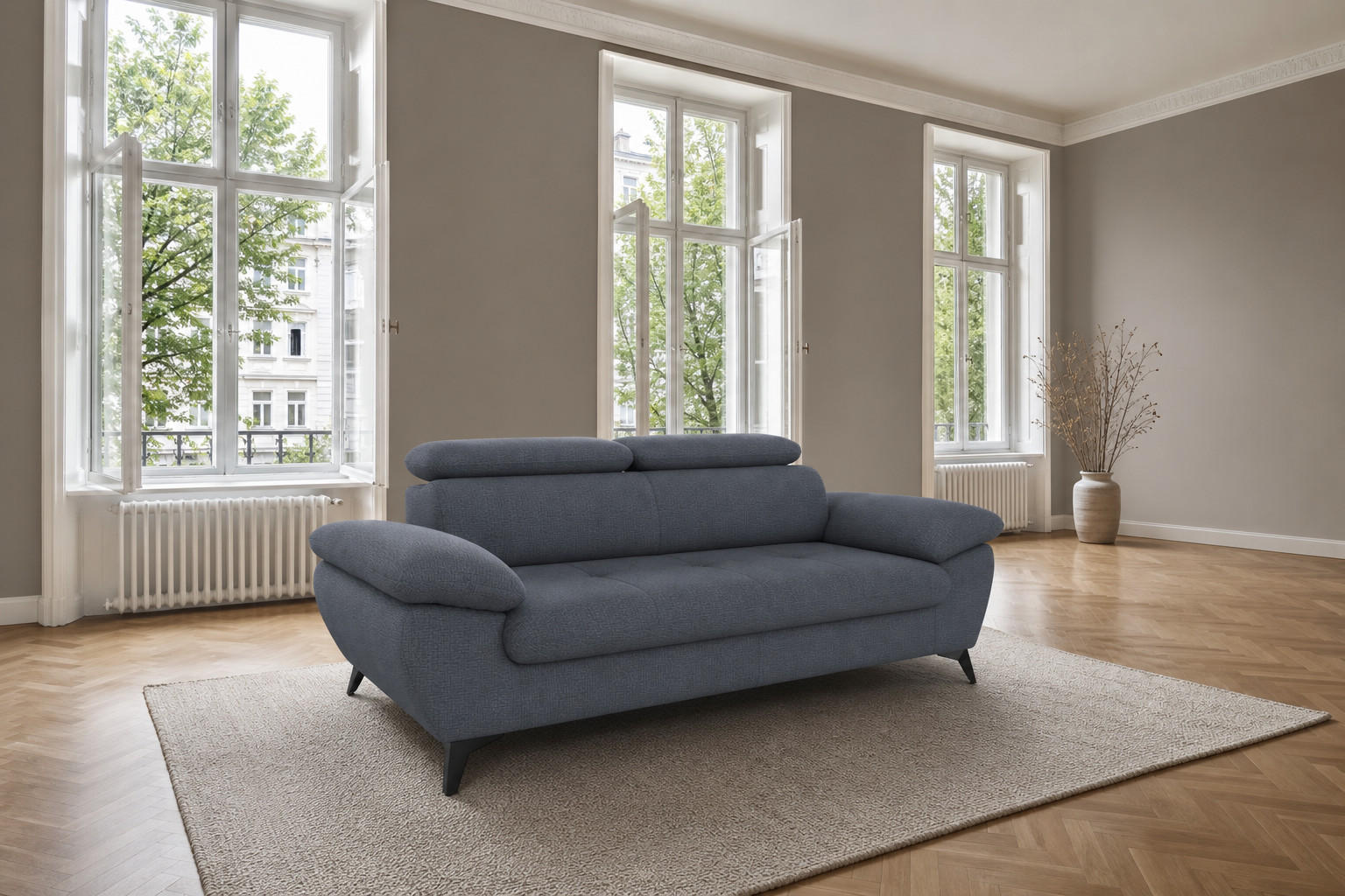 foamnova 3-Sitzer Blaugrau 215x84x100 cm