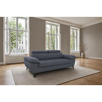 3-SITZER Karlstad Chenille Blau verstell. Kopfstützen B 215 cm - Blaugrau, Kunststoff/Textil (215/84/100cm) - foamnova