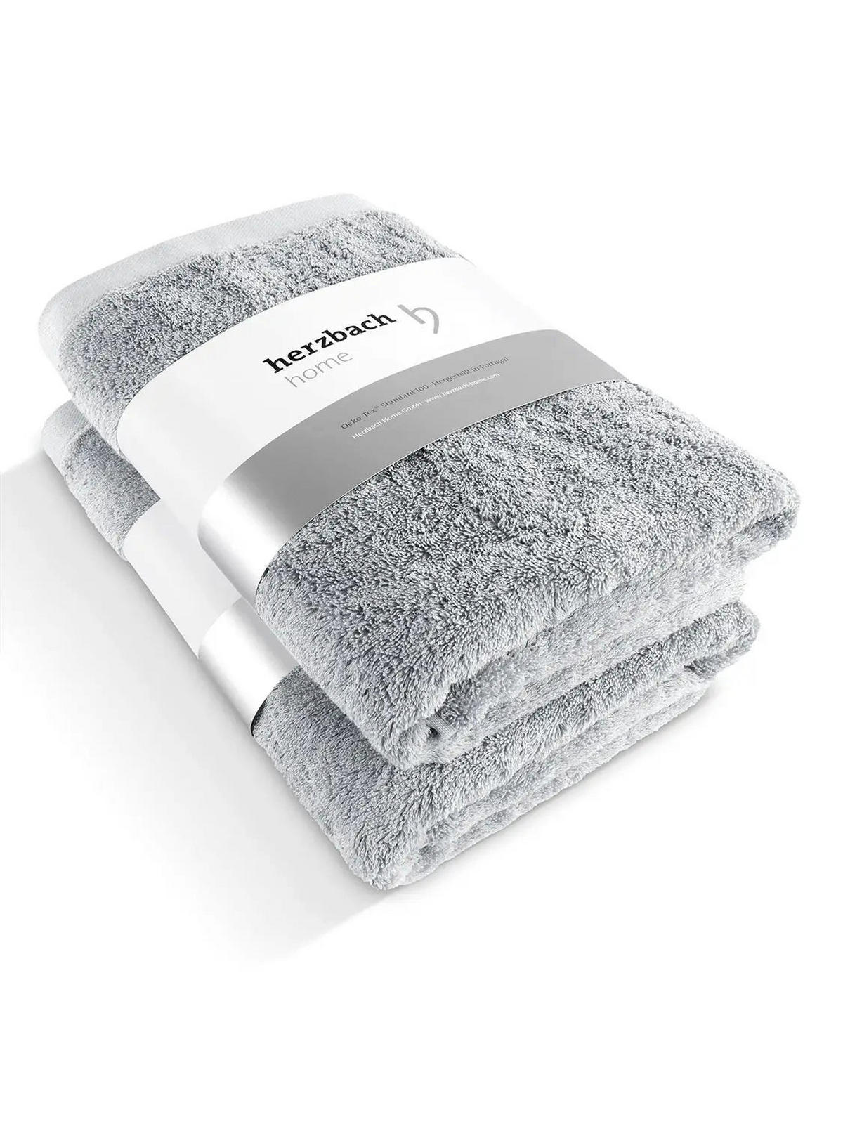 DUSCHTUCH 2er Set Pura Silbergrau - Hellgrau, Textil (70/140cm) - Herzbach Home