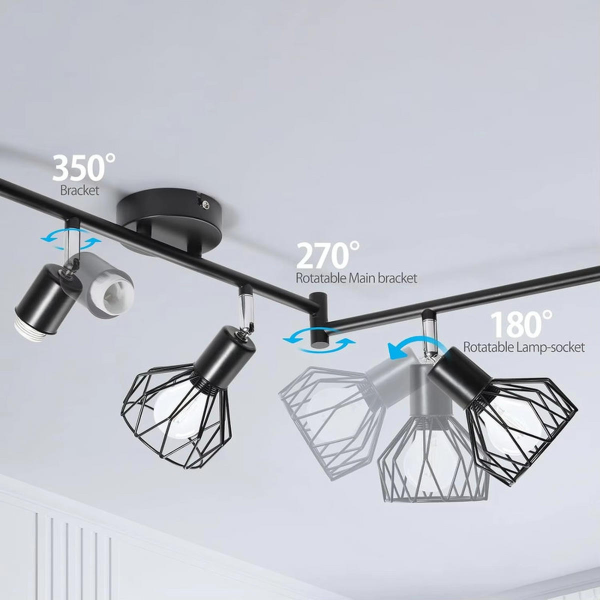 E14 LED-DECKENSTRAHLER 117 cm Schwarze Deckenleuchte - Schwarz, Kunststoff (117/11/19cm) - Coonoor
