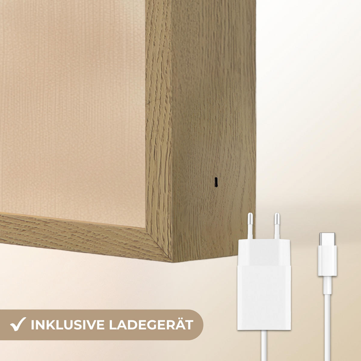 NÁSTĚNNÁ LAMPA S AKUMULÁTOREM Luk - Pruhy - Minimalistický - Černý 100x70 cm - béžová, kompozitní dřevo (100/70/8cm) - OnlyWow