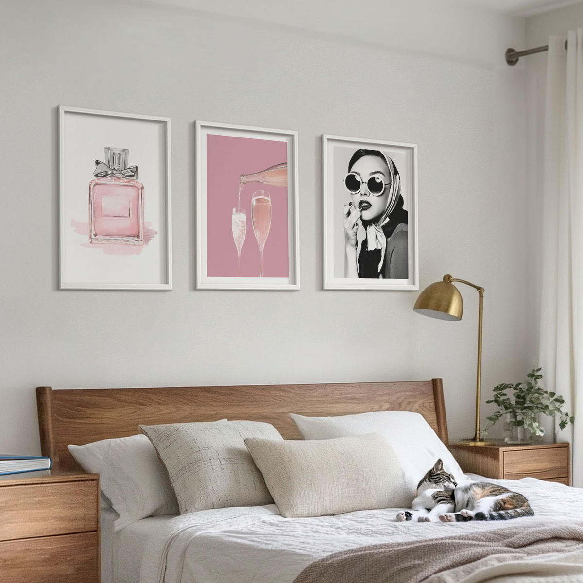 WANDBILDER 3er-Set - 40x60 cm Weißer Rahmen - Stilvolle pinkfarbene Accessoires - Weiß, Kunststoff (40/60cm) - ArtPrintCave