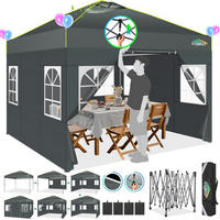 FALTPAVILLON 3x3m Grau Wasserdicht mit Seitenwänden - Grau, Textil (300/298/300cm)