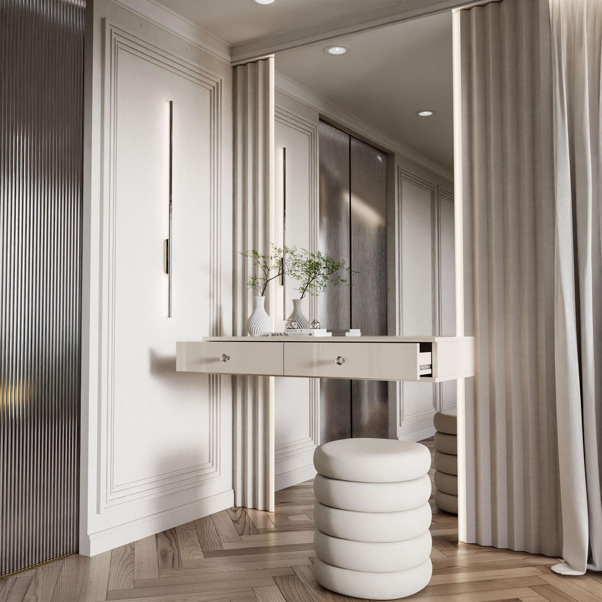 KONSOLE Glamour hängend mit Kristallgriff - Kaschmir, Holzwerkstoff (100/15/42cm) - Lookway