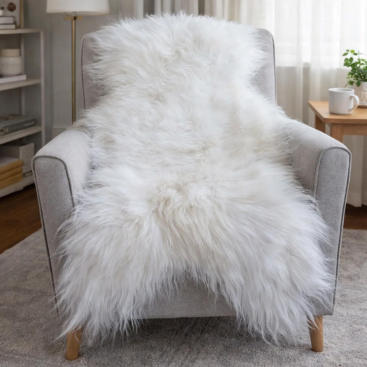 SCHAFFELL Langhaar skandinavisch weich chromfrei Naturweiß ca. 125 cm - Weiß, Fell (70/125cm) - Provellus