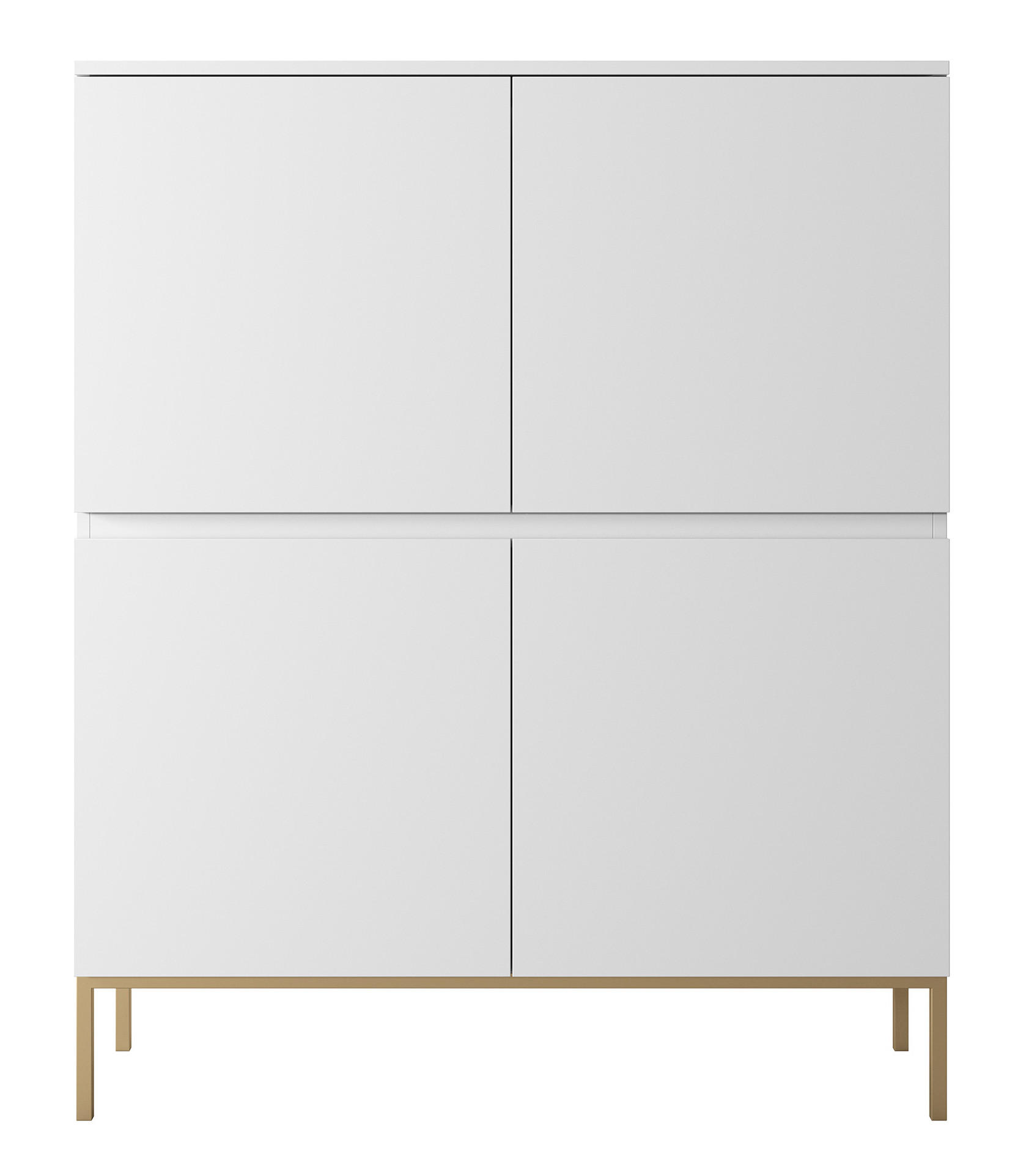 HIGHBOARD Bemmi Weiß mit goldenen Metallbeinen 100 cm - Goldfarben/Weiß, Holzwerkstoff/Metall (100/122/35cm) - Selsey