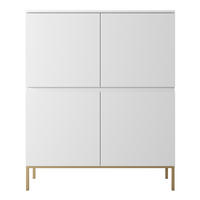 HIGHBOARD Bemmi Weiß mit goldenen Metallbeinen 100 cm - Goldfarben/Weiß, Holzwerkstoff/Metall (100/122/35cm) - Selsey