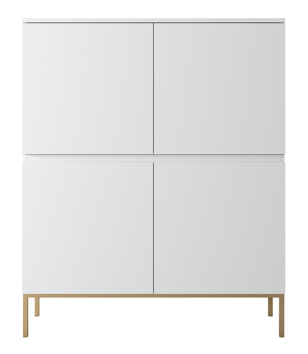 HIGHBOARD Bemmi Weiß mit goldenen Metallbeinen 100 cm - Goldfarben/Weiß, Holzwerkstoff/Metall (100/122/35cm) - Selsey