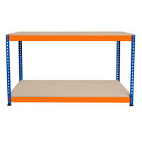 WERKBANK S-Rax 2-stufig - 150cm x 60cm x 90cm - Orange, Holzwerkstoff (150/90/60cm)
