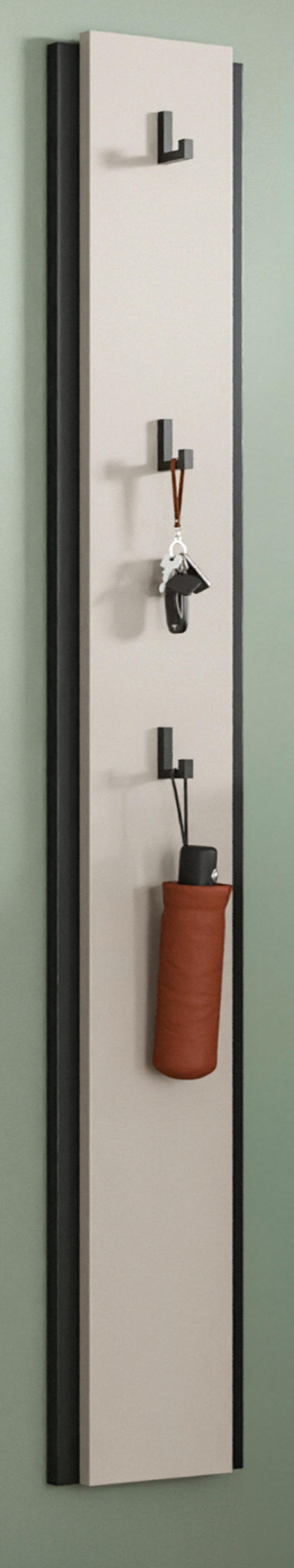 GARDEROBENPANEEL Kaschmir 21 x 150 cm, Wandgarderobe mit 3 Haken - Kaschmir/Schwarz, Holzwerkstoff (21/150/3cm) - Inn.Furn