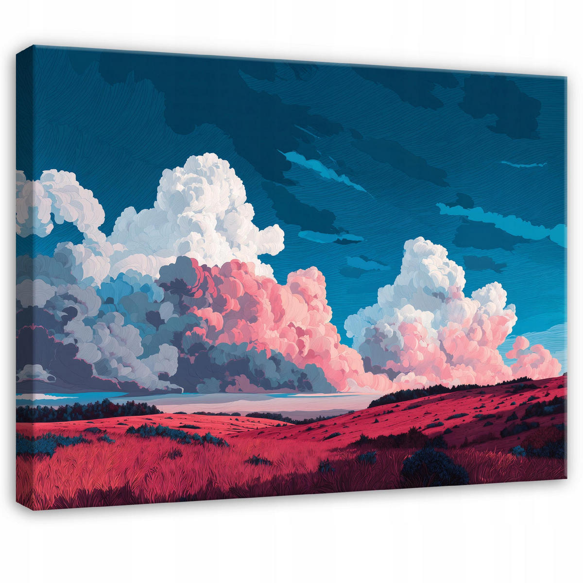 LEINWANDBILD Gebirge Aquarell Rosa 100x70 cm - Multicolor, Holzwerkstoff (100/70cm) - Wallarena