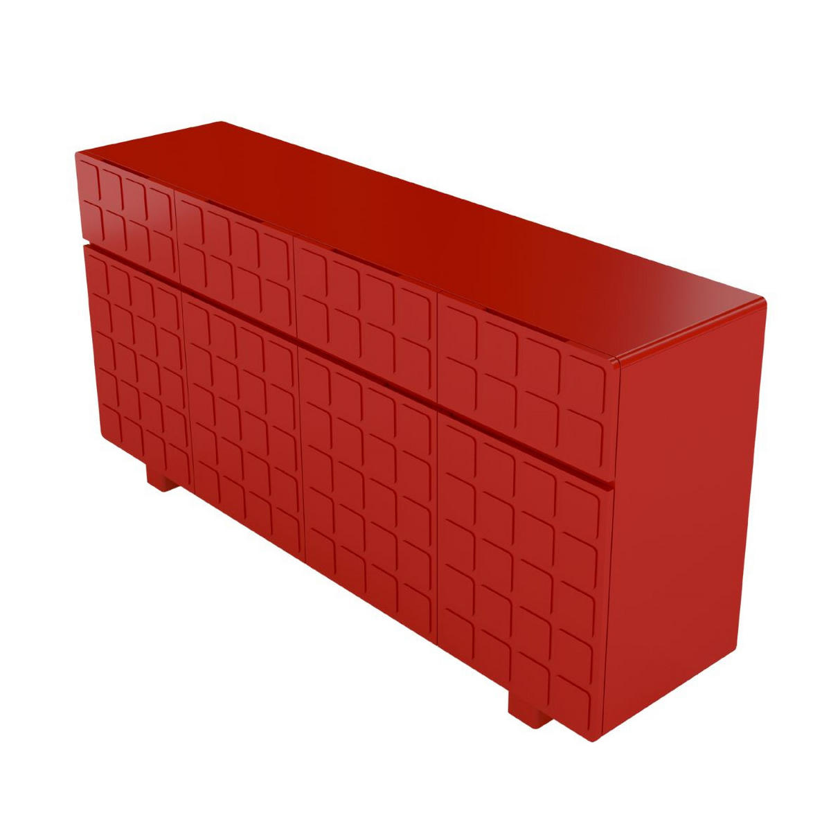 SIDEBOARD Cubo Long, Geometrische 3D Fronten, 169 cm, Rot - Rot, Holz/Holzwerkstoff (168.9/83.8/41.8cm) - Skandica