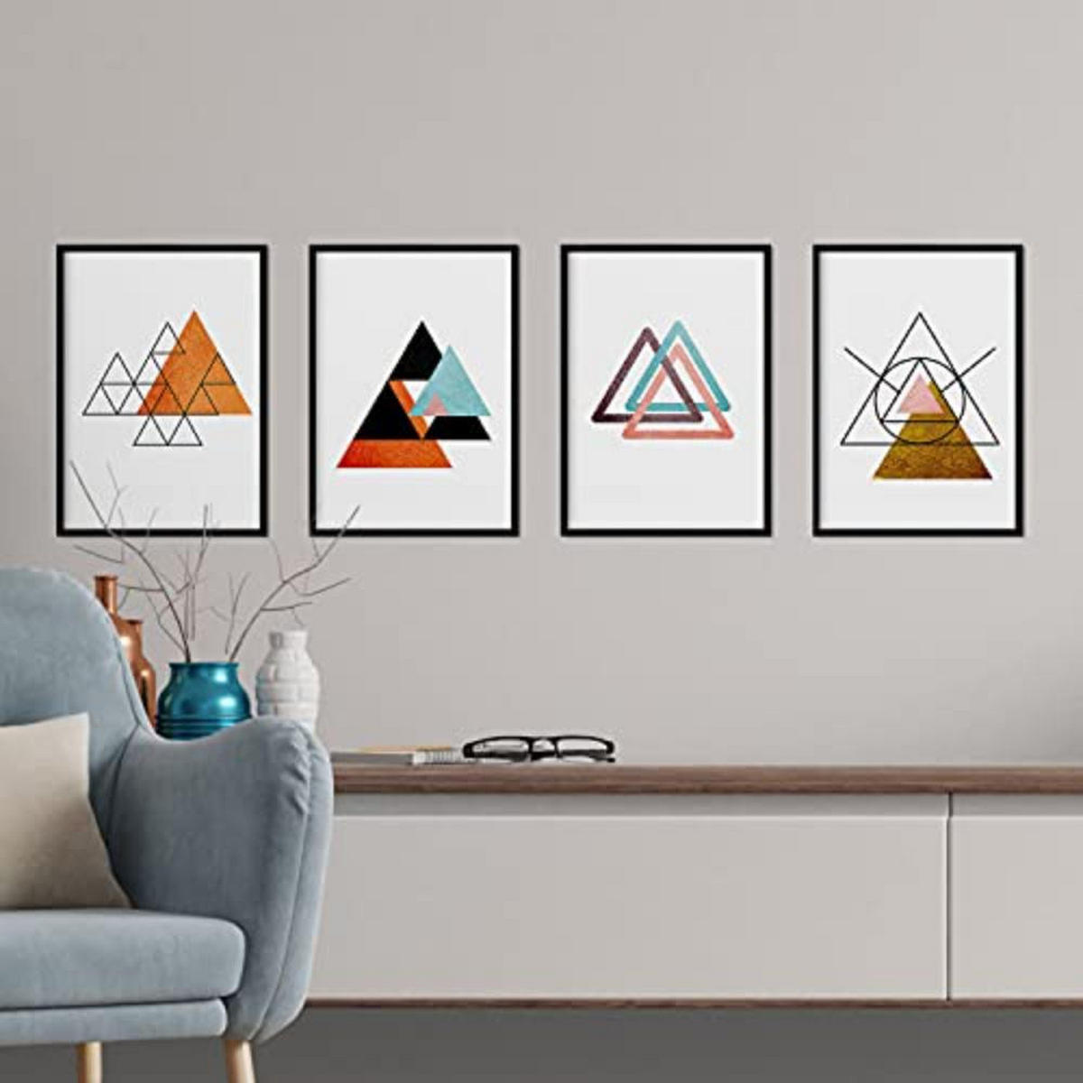 POSTER Set mit 4 Sahara und Ägypten A4 Schwarzer Rahmen - Schwarz, Papier (29.7/3cm) - Nacnic