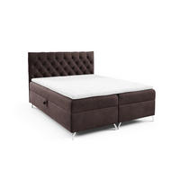BOXBETT mit Stauraum und Topper Dunkelbraun 120x200 cm - Dunkelbraun, Textil (120/200cm) - Home Collective