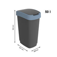 MÜLLEIMER 50 Liter 60x29,8x40 cm Kunststoff Schwarz-Blau - Blau/Schwarz, Kunststoff (29.8/60.2/40.1cm) - PROREGAL