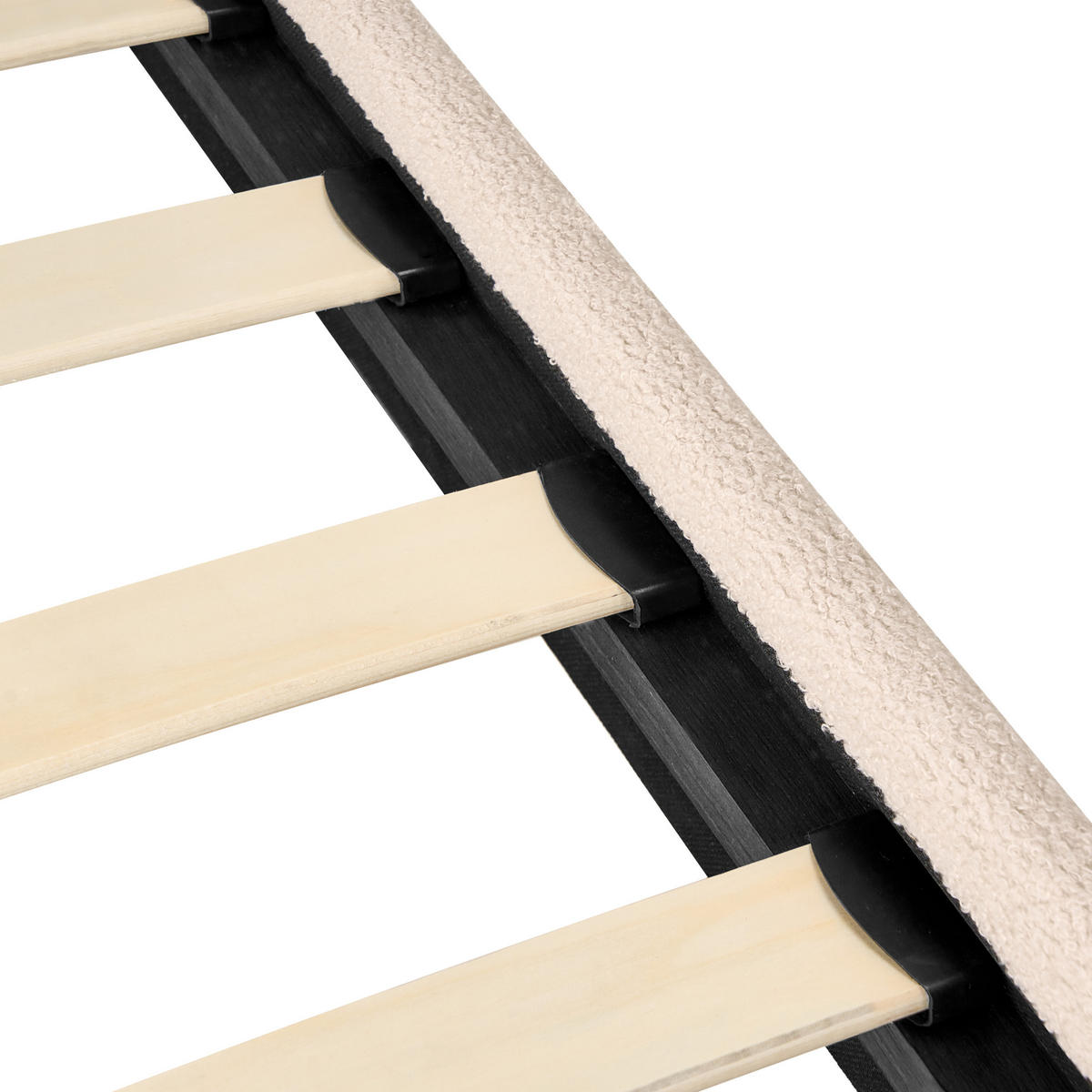 POSTELJA z letvenim dnom 120/200 bouclé svetlo bež Flayat - črna/bež, tekstil (120/200cm) - Beliani