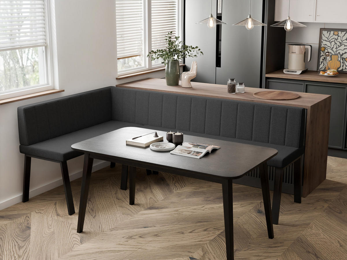 ECKBANK links MONO Y Webstoff gesteppt, 128/168 cm Anthrazit - Anthrazit, Textil/Metall (128/168cm) - Idohome